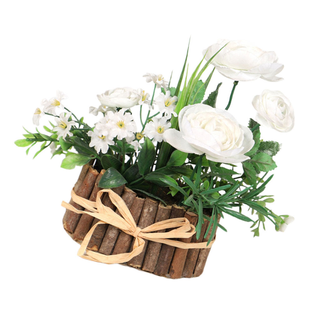 Bonsai Garden Cafe - 1Pcs Realistic Artificial Tea Rose Potted